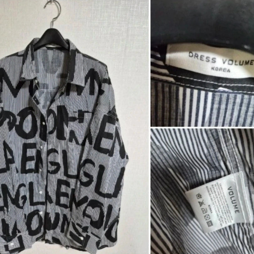 [BUNJANG] DRESS VOLUME Lettering Stripe Shirt / DRESS VOLUME 레터링 스트라이프 셔츠