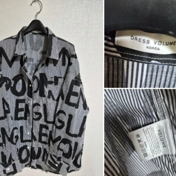 [BUNJANG] DRESS VOLUME Lettering Stripe Shirt / DRESS VOLUME 레터링 스트라이프 셔츠