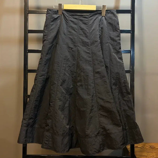 [BUNJANG] Karl Lagerfeld Nylon Flare Long Skirt Black / [81] 칼 라거펠트 나일론 플레어 롱 스커트 블랙 3.0