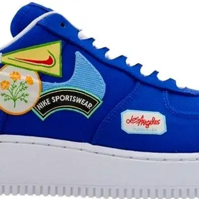 [BUNJANG] Nike Air Force 1 Los Angeles Pack Canvas Swoosh Logo Patch Sneakers Blue / 나이키 에어포스 1 로스앤젤레스 팩 스우시 로고 패치 캔버스 블루