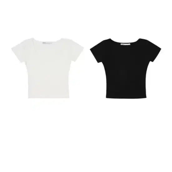 [BUNJANG] Bohemian Seoul Half Ribbed T-shirt Set Black/White / 보헤미안서울 보헴서 하프 리브드 티 블랙 화이트 세트 S