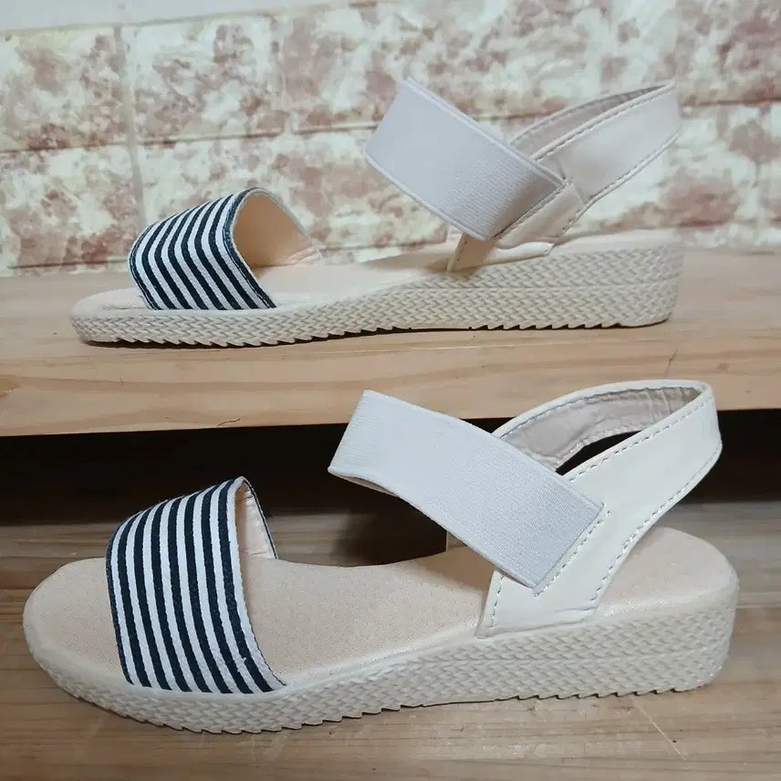 [BUNJANG] Stripe Striped Sandals Beige 220mm / (149) 스트라이프 샌들 베이지 220