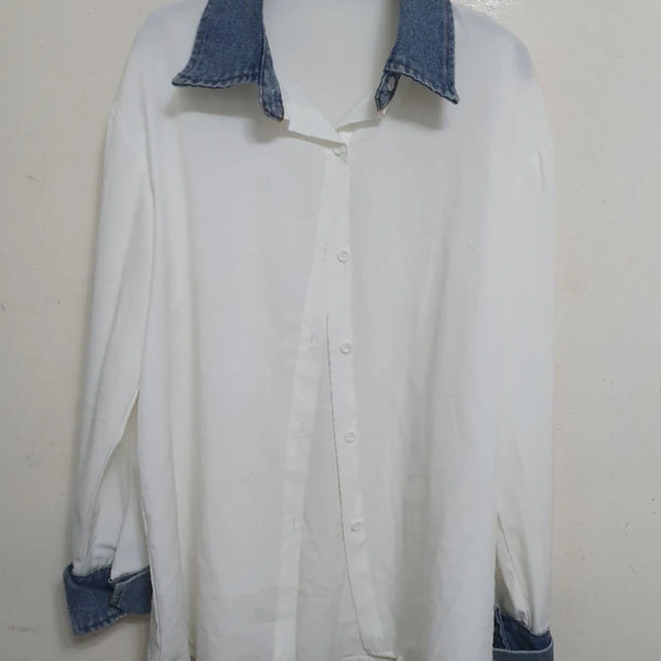[BUNJANG] Denim Contrast Shirt / 데님 배색 셔츠