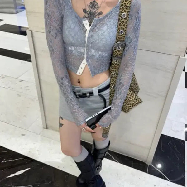 [BUNJANG] The Mysterious Hotel Lace Top Cardigan / 더미스테리어스호텔 레이스 탑 가디건
