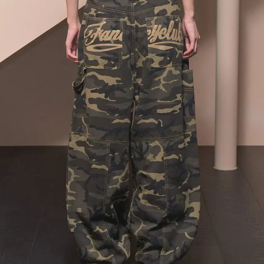 [BUNJANG] Fancy Club Carpenter Lettering Denim Pants (Khaki Camo) / 팬시클럽 카펜더 레터링 데님 팬츠 (KHAKI CAMO) 카모 바지 2