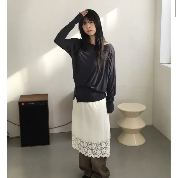 [BUNJANG] Lace Layered Skirt / 레이스 레이어드 스커트