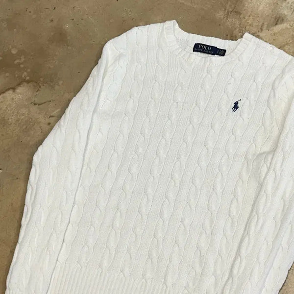 [BUNJANG] Polo Ralph Lauren White Cable Knit Sweater / S 폴로랄프로렌 화이트 케이블 니트