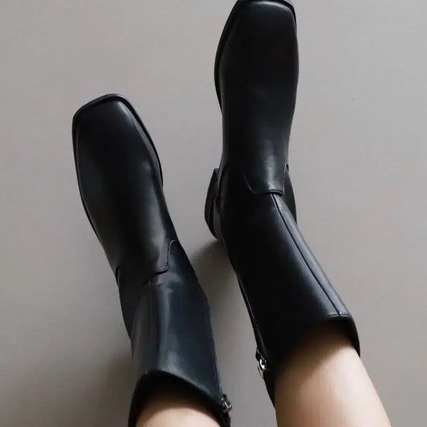 [BUNJANG] Square Toe Mid Boots - Size 240 / 스퀘어토 미들 부츠 240