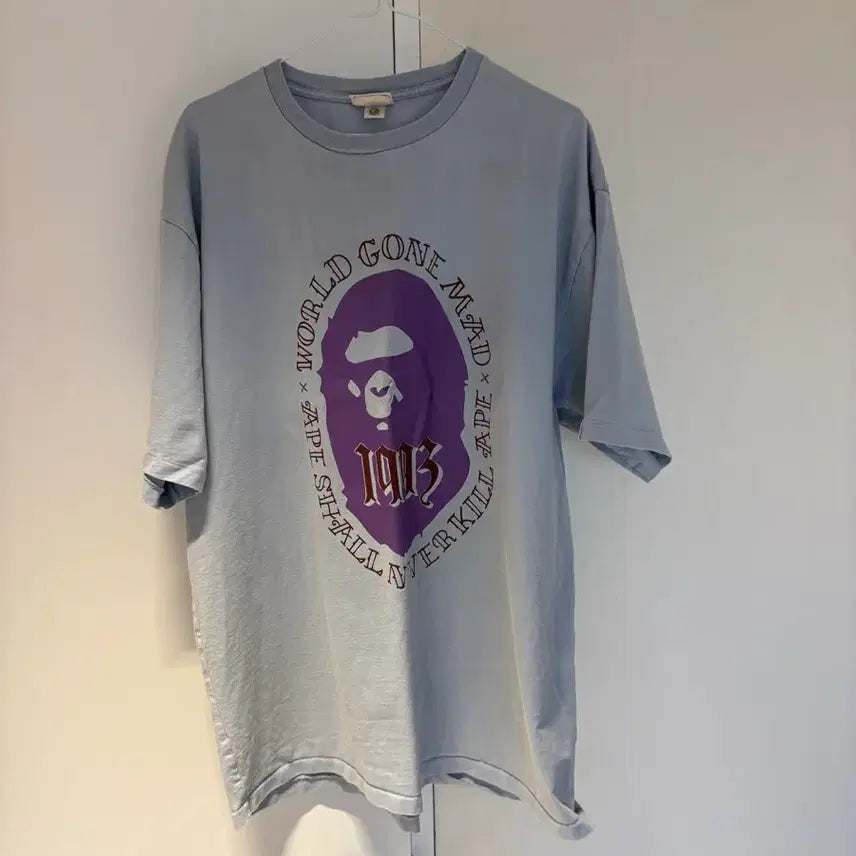 [BUNJANG] BAPE APE T-Shirt Light Blue 3XL / 베이프 APE 티셔츠 라이트블루 3XL