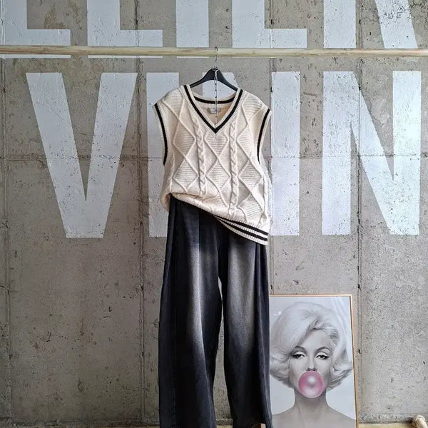 [BUNJANG] Simple Cable Knit Vest / 행사9)심플한 케이블 니트베스트
