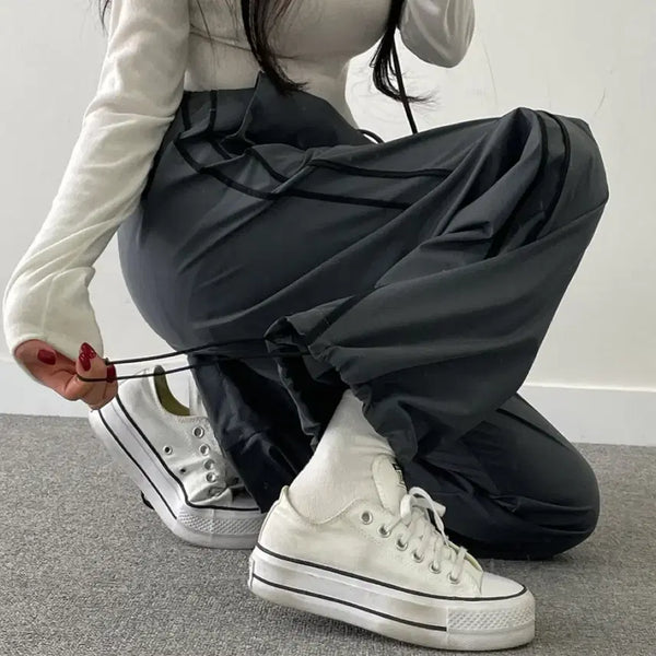 [BUNJANG] Two-Line Crinkle Pants Charcoal / 두줄 바스락팬츠 챠콜 (새상품)