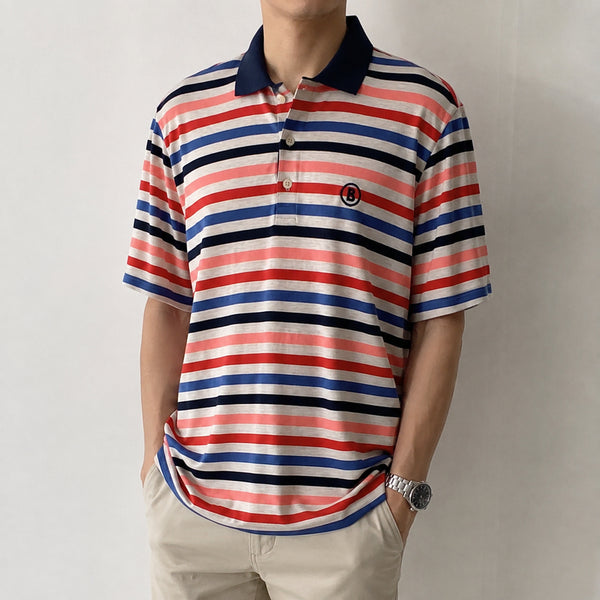 [BUNJANG] Benjef Striped Short-Sleeve Polo T-Shirt (Size 95) / [95]벤제프 스트라이프 반팔 카라티