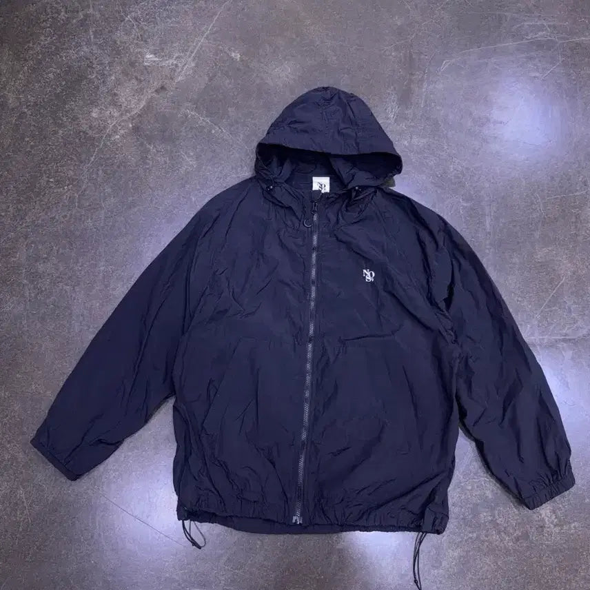 [BUNJANG] NOS7 Hooded Panel Windbreaker Jacket - Black (Size S) / NOS7 후드 패널 바람막이 윈드자켓 블랙 S
