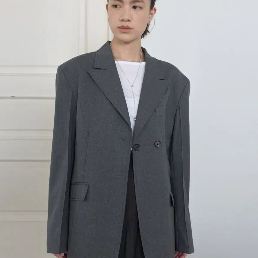 [BUNJANG] MAZINE Double Button Jacket Grey Blazer Jacket S / 마조네 DOUBLE BUTTON JACKET 그레이 블레이저 자켓 S