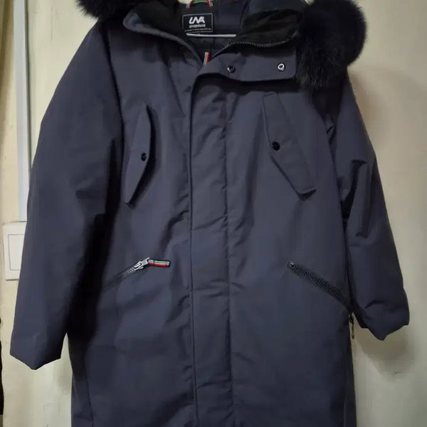 [BUNJANG] AVA Goose Down Filled Fox Fur Hood Long Padding Parka - Khaki / AVA 구스솜털 빵빵한 폭스후드 롱패딩 퍼카키