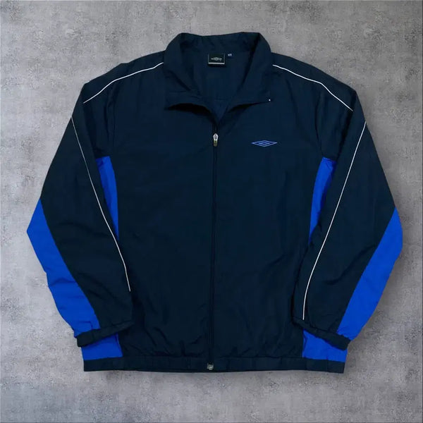 [BUNJANG] Umbro Small Logo Color Block Windbreaker Jacket / 엄브로 스몰 로고 네이비 배색 바람막이