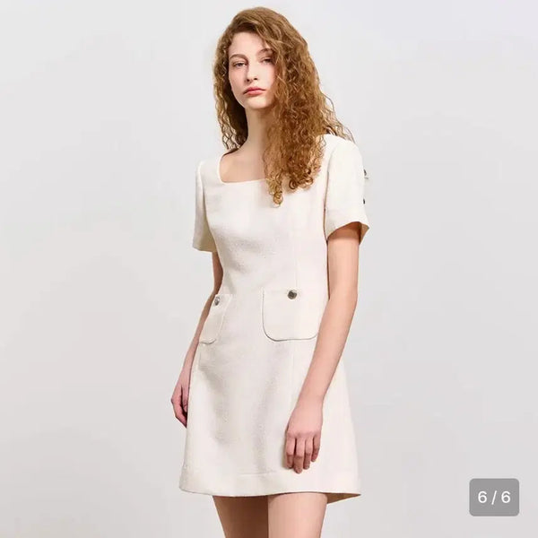 [BUNJANG] General Idea Tweed Square Neck Dress / 제너럴아이디어 스퀘어 트위드 원피스