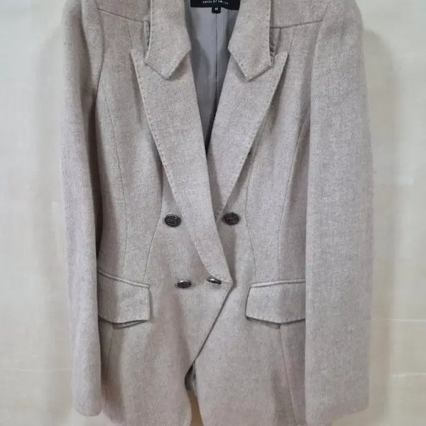 [BUNJANG] VOV Frontrow Beige Double-Button Wool Jacket / VOV 프론트로우 베이지 더블 버튼 재킷