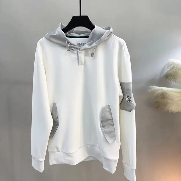 [BUNJANG] Men's Golf Hooded Sweatshirt White / 남성 골프 후드티