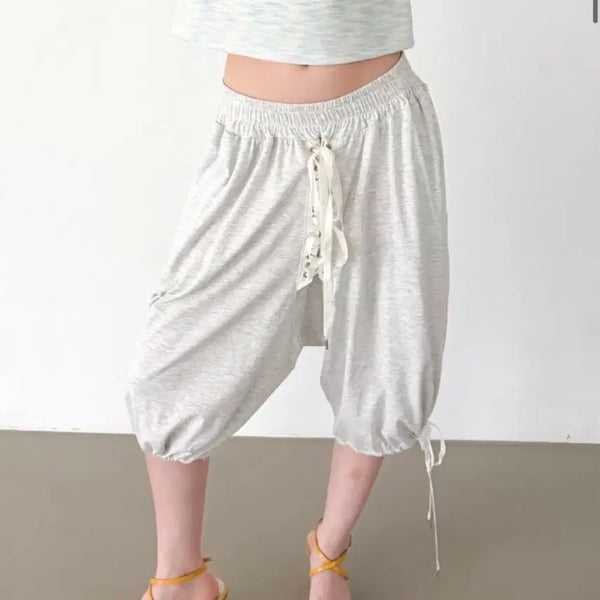 [BUNJANG] Shopfairy Lace-Up Half Pants (Light Melange) / 샵페어리 lace-up half pants (light melange)