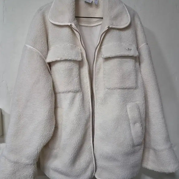 [BUNJANG] Adidas Fleece Sherpa Jacket White XS / 아디다스 플리스 세르파 재킷 화이트