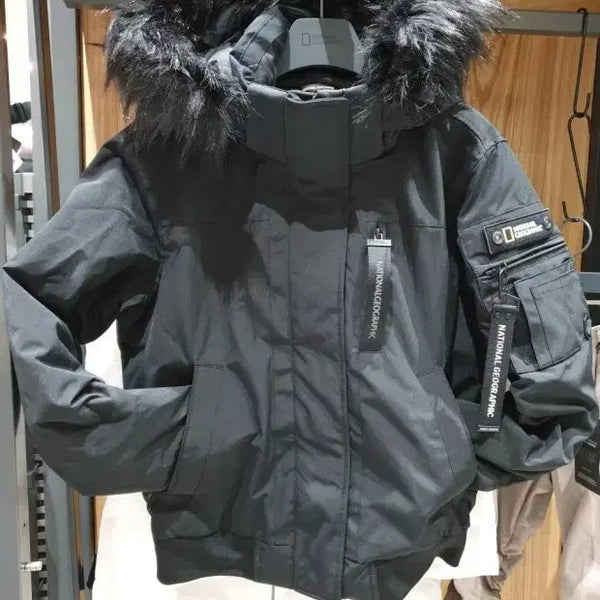 [BUNJANG] National Geographic Hooded Padded Jacket Black / 내셔널지오그래픽 후드 패딩 블랙