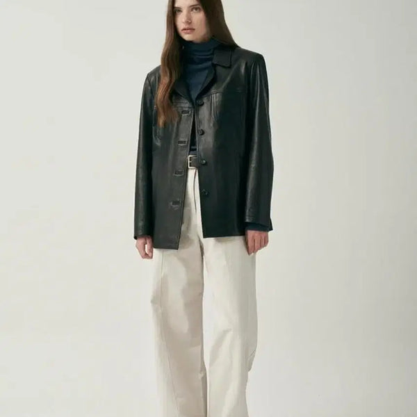 [BUNJANG] Mot Classic Leather Jacket (Italy Lambskin) - Black / 모트 클래식 레더 자켓 (ITALY LAMBSKIN) - Black