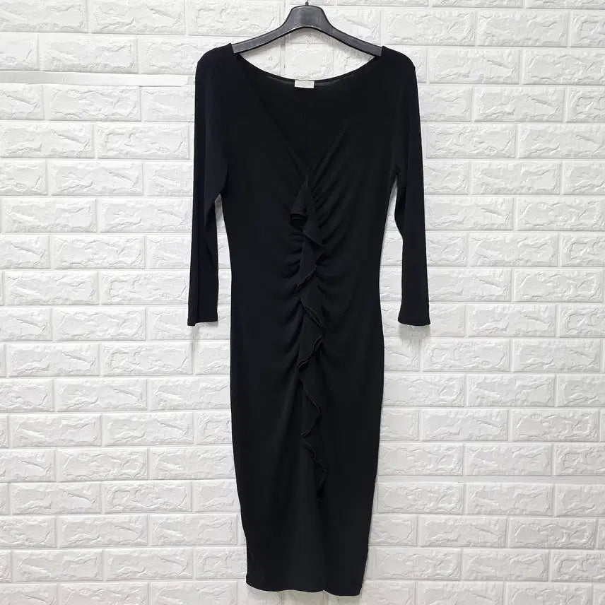 [BUNJANG] Valentino Front Shirring Ruffle V-Neck Dress / M 발렌티노 프론트 셔링 러플 브이넥 원피스 D638