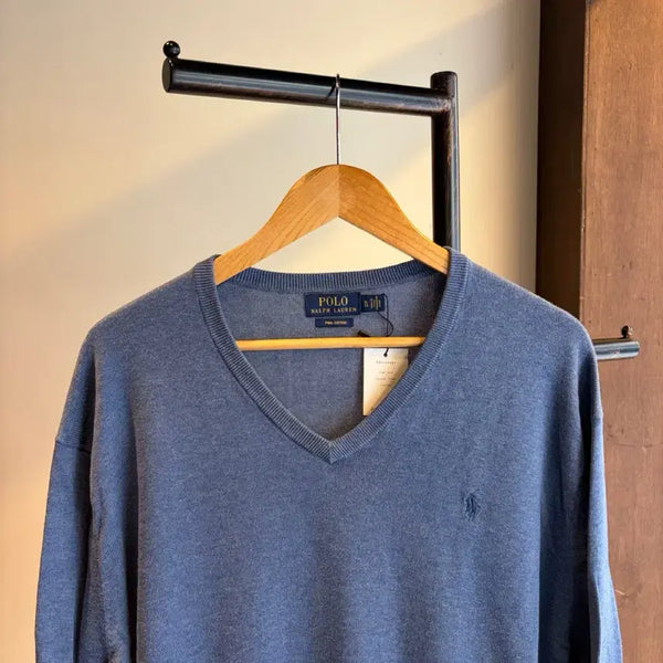[BUNJANG] Polo Ralph Lauren Sky Blue V-Neck Knit XL / 17762 - 폴로 랄프로렌 스카이블루 브이넥 니트