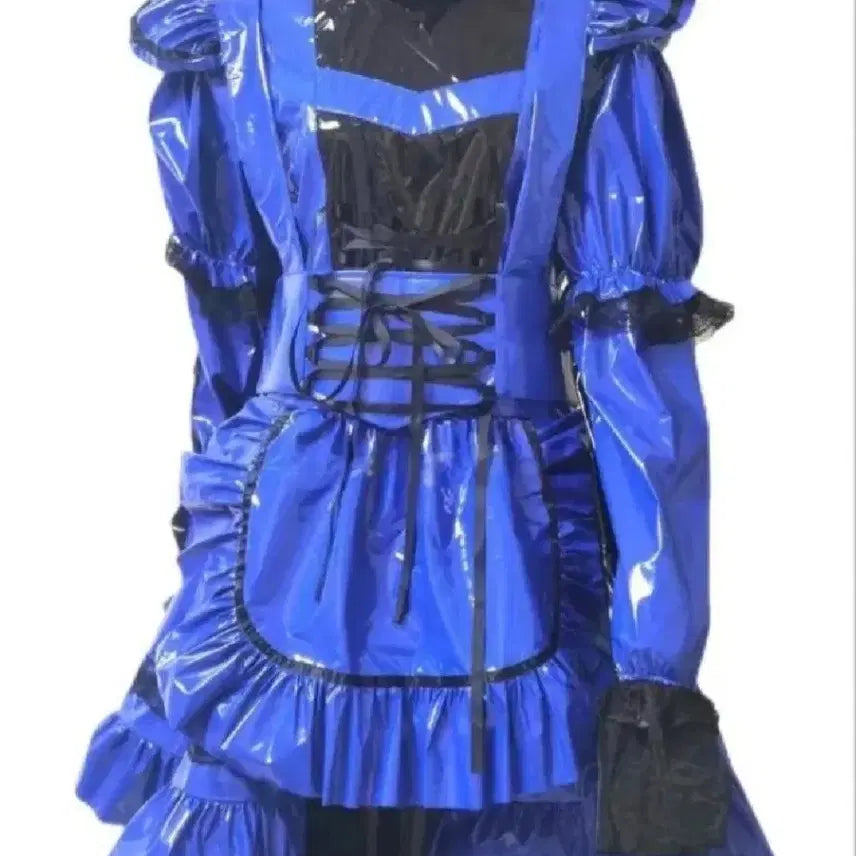 [BUNJANG] Blue Vinyl Maid Costume Cosplay Outfit / 비닐 메이드복 코스프레 의상 블루