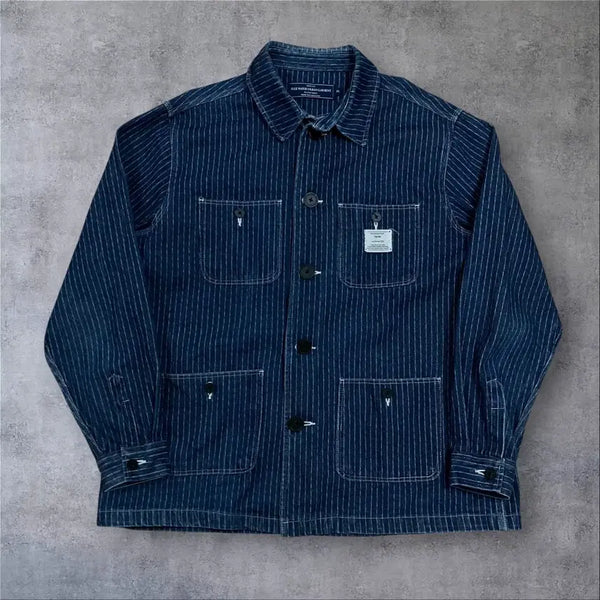 [BUNJANG] Bluewater Urban Garment Stripe Denim Work Jacket / 블루워터 어반 가먼트 스트라이프 데님 워크 자켓