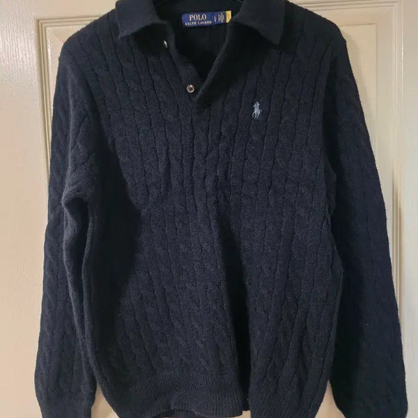 [BUNJANG] Polo Ralph Lauren Black Collar Knit L / 폴로 랄프로렌 카라 니트 블랙L