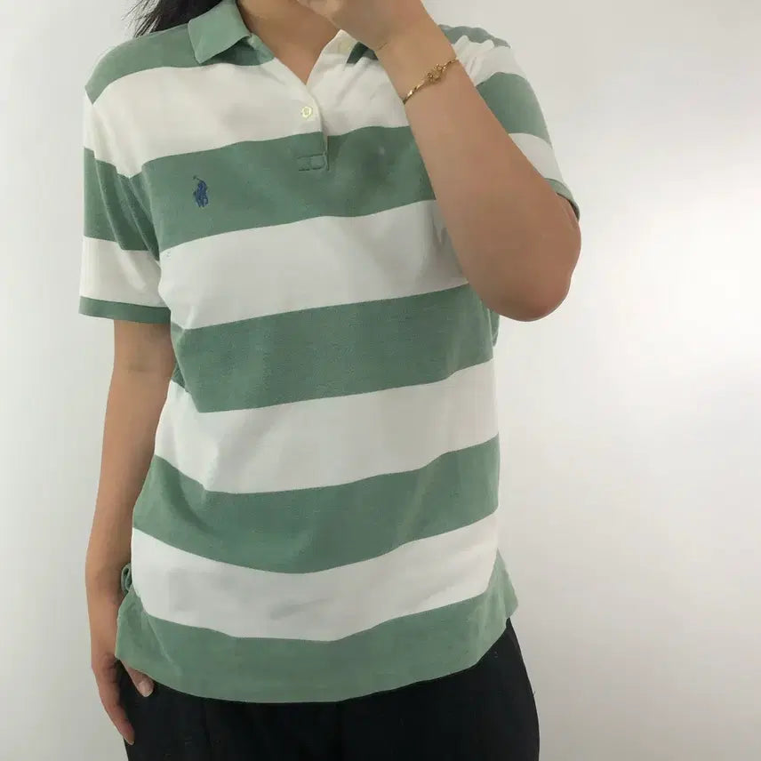 [BUNJANG] Polo Ralph Lauren Striped Short Sleeve Polo Shirt / [L] 폴로 스트라이프 반팔 카라티