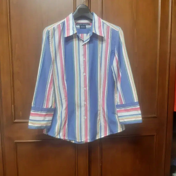 [BUNJANG] Ralph Lauren Women's Multi-Color Stripe 7-8 Sleeve Shirt / 랄프로렌 여성 멀티 컬러 스트라이프 셔츠
