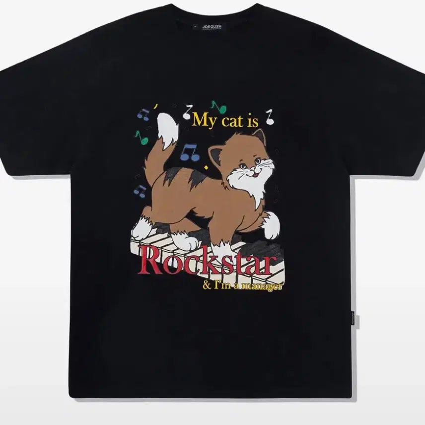 [BUNJANG] Joggerish Piano Rockstar Cat T-Shirt Black Size 2 / 미개봉) 조거쉬 피아노 락스타 고양이 티셔츠 블랙 2사이즈
