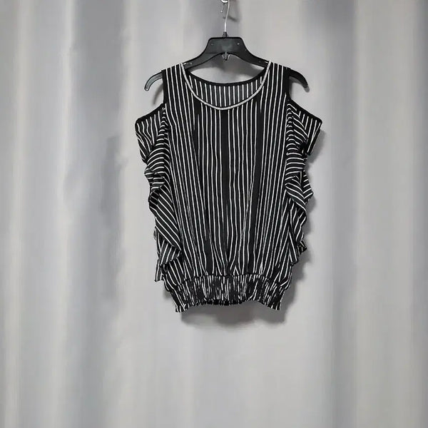 [BUNJANG] Cubic Neckline Stripe Blouse / 큐빅 넥라인 스트라이프 블라우스