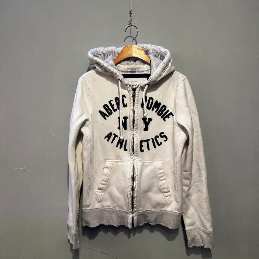 [BUNJANG] Abercrombie & Fitch White Hoodie / 아베크롬비 후드집업 화이트(얼룩)