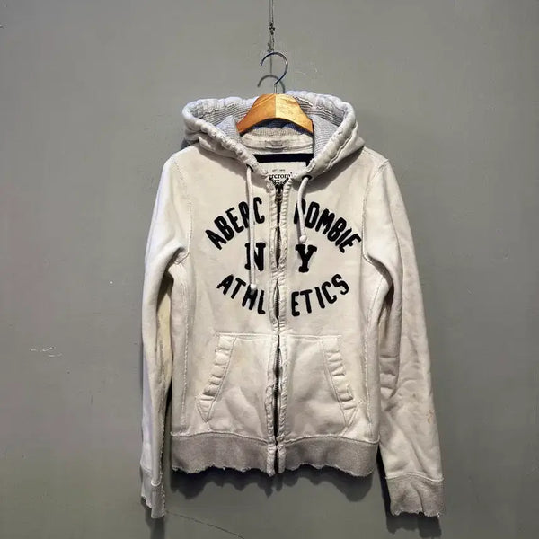 [BUNJANG] Abercrombie & Fitch White Hoodie / 아베크롬비 후드집업 화이트(얼룩)