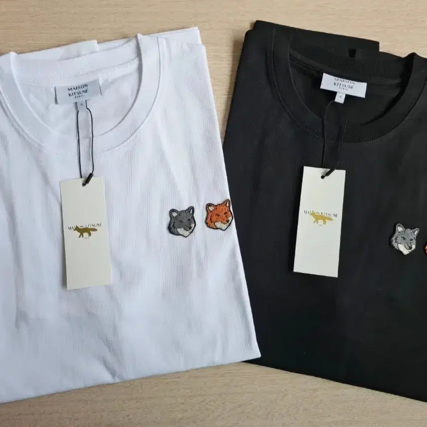 [BUNJANG] Maison Kitsuné Double Fox Short Sleeve T-Shirt White/Black M/L/XL / 메종 키츠네 더블 폭스 반팔티 화이트/블랙 M/L/XL
