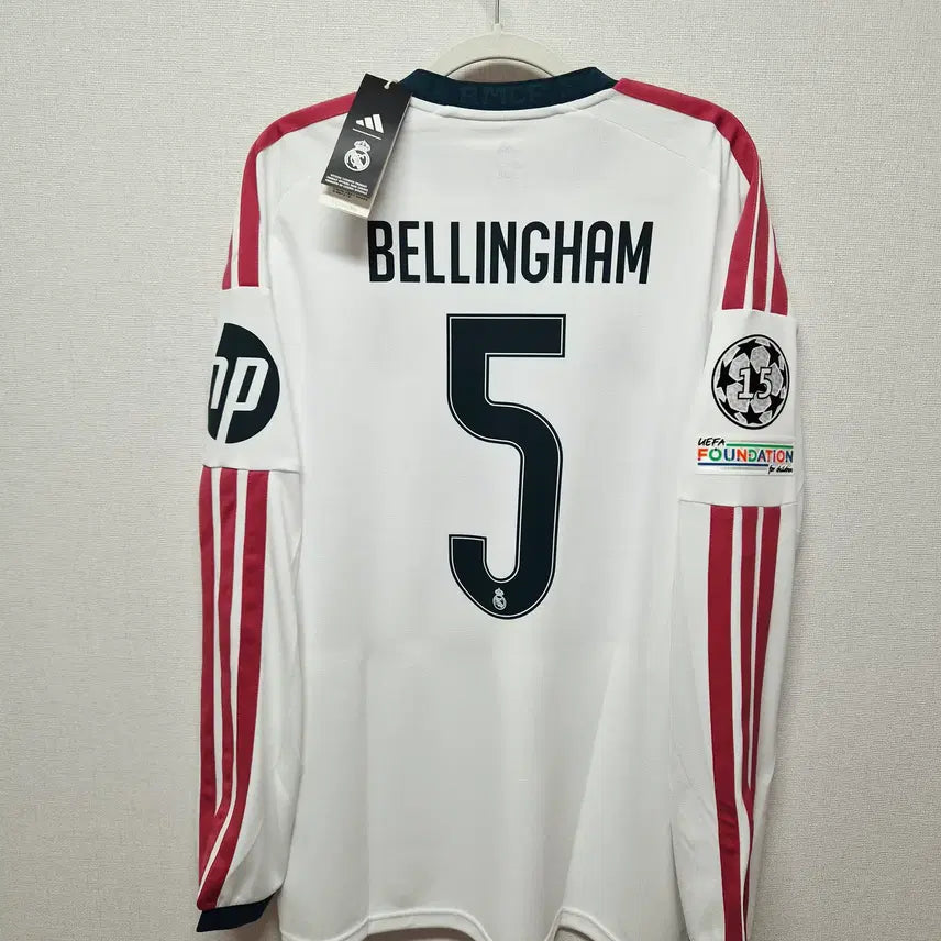 [BUNJANG] Real Madrid 2026-27 Home Long Sleeve Jude Bellingham Authentic Jersey / (새상품) 26-27 레알 마드리드 홈 긴팔 No.5 벨링엄 정품 유니폼