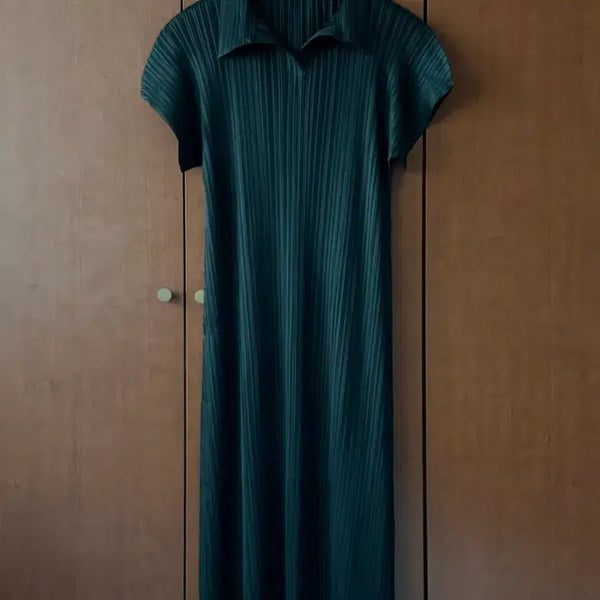[BUNJANG] Black Pleated Long Dress / 블랙 플리츠 롱 원피스