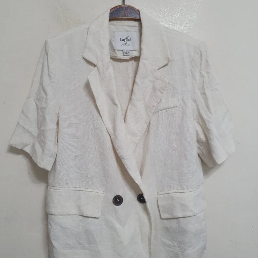 [BUNJANG] Laplaf du Marais Linen Short Sleeve Jacket Ivory / Laplaf du Marais 린넨 반팔 자켓 아이보리