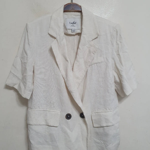 [BUNJANG] Laplaf du Marais Linen Short Sleeve Jacket Ivory / Laplaf du Marais 린넨 반팔 자켓 아이보리