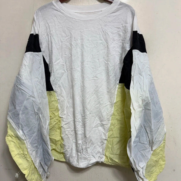 [BUNJANG] Color Block Windbreaker Sweatshirt / 화이트 배색 바람막이 맨투맨