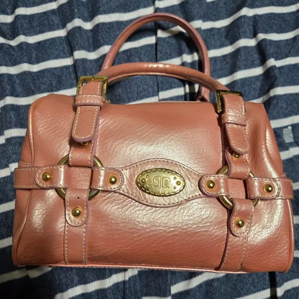 [BUNJANG] Pierre Cardin Pink Leather Boston Bag / 피에르가르뎅 핑크 가죽 보스턴백