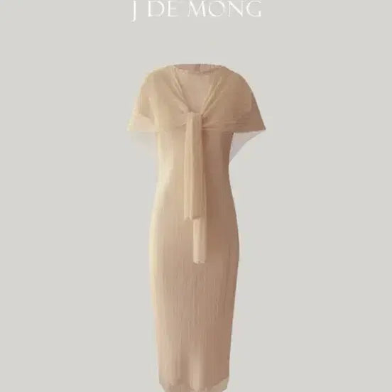 [BUNJANG] J.De.Mon Silhouette Half Shawl Dress Salmon Beige / 제이드몽 실루엣 하프 숄 원피스 살몬 베이지