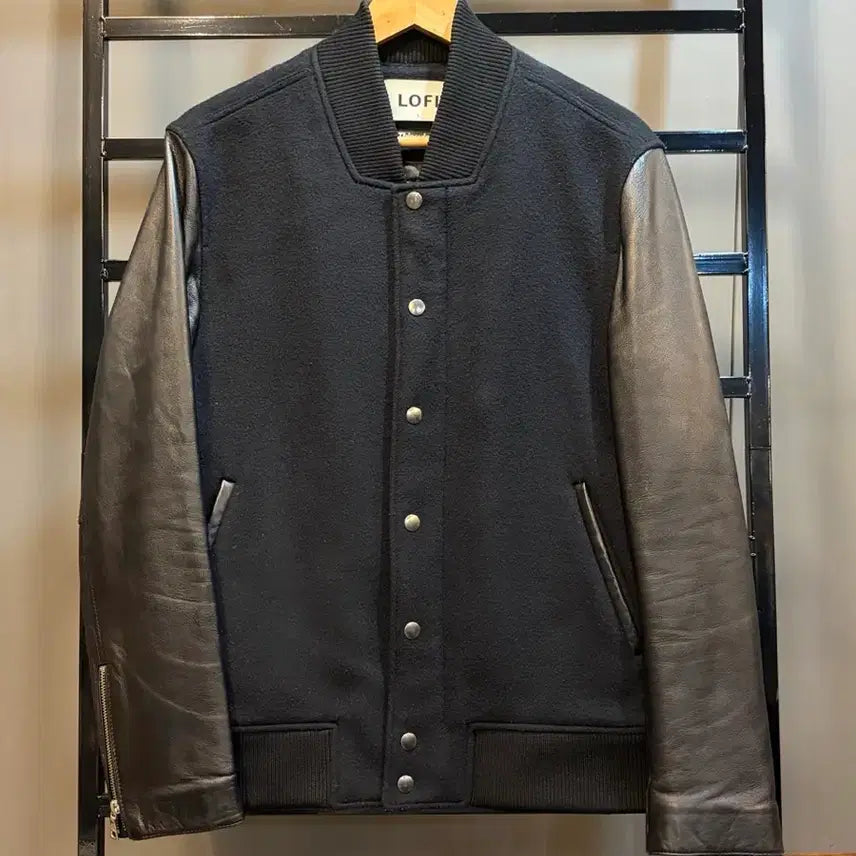 [BUNJANG] LOFI Wool Leather Combination Bomber Jacket / [L] 로파이 울 레더 배색 바머 자켓 스타디움 자켓 5.9
