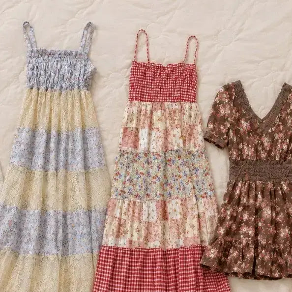[BUNJANG] Mori Girl Patchwork Dress, Jumpsuit, Camisole Dress Set / (모리걸 대대장템 코디셋 처분) 패치원피스, 점프슈트, 나시원피스 등