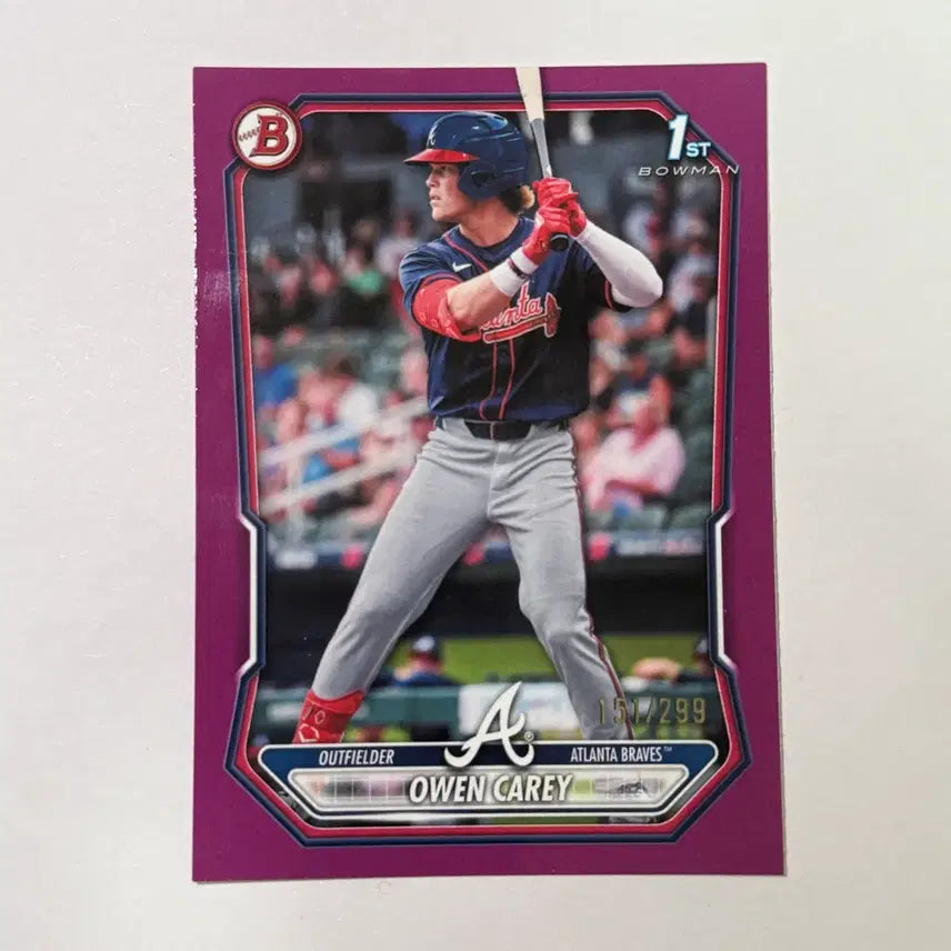 [BUNJANG] Atlanta Braves Owen Caery 1st Edition Limited Edition 299 Baumann Baseball Card / [한정] 애틀란타 브레이브스 오웬 캐리 1st 299한정 바우만 야구 카드