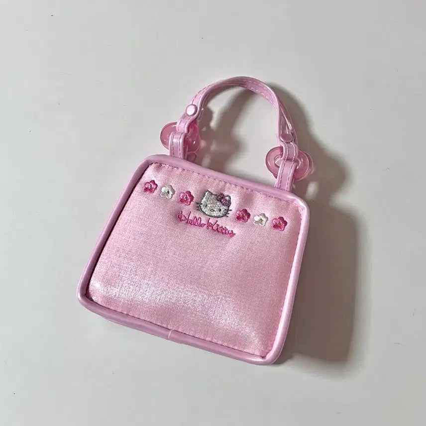 [BUNJANG] 1997 Hello Kitty Floral Mini Tote Bag / [1997]고전 키티 꽃 핑크 미니 토트백 핸드백 가방 빈티지 키티